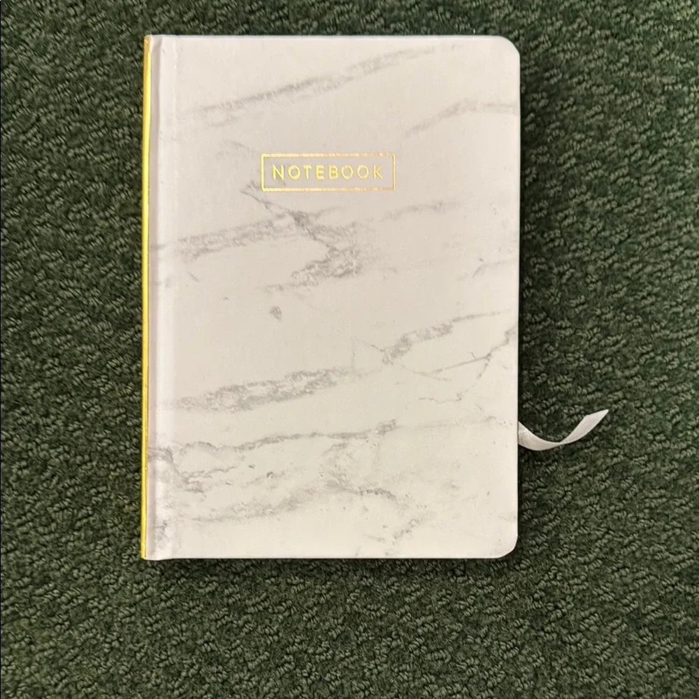 Designworks Ink Lined Journal Marble With Gold and Gold Diamond twist pen